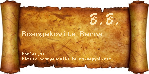 Bosnyakovits Barna névjegykártya